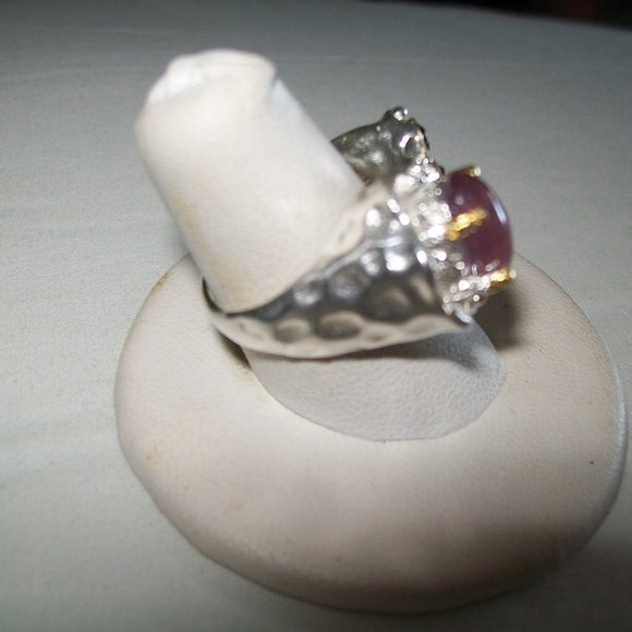 2CT NATURAL AFRICAN RUBY AND RHODOLITE COCKTAIL RING SIZE 7 - Picture 4 of 7